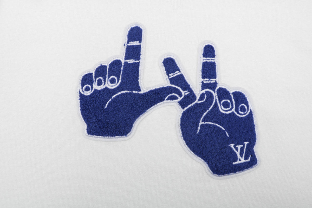 Louis Vuitton Blue Hand Graphic Crewneck Sweater - White