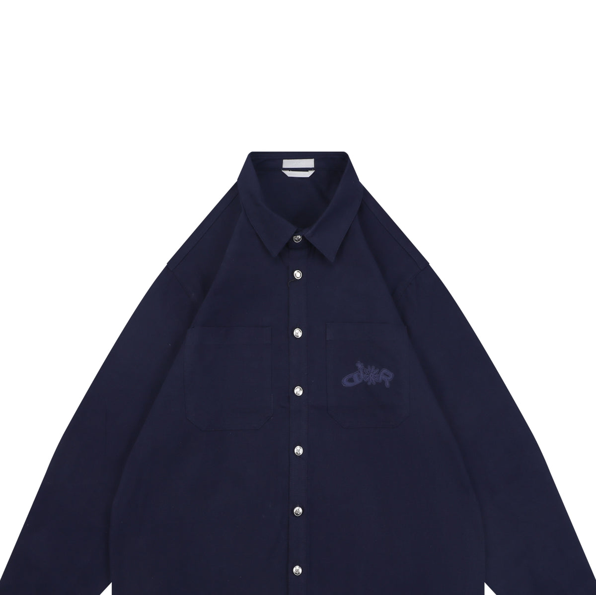 Dior Tonal Floral Logo Embroidered Long-Sleeve Shirt - Navy