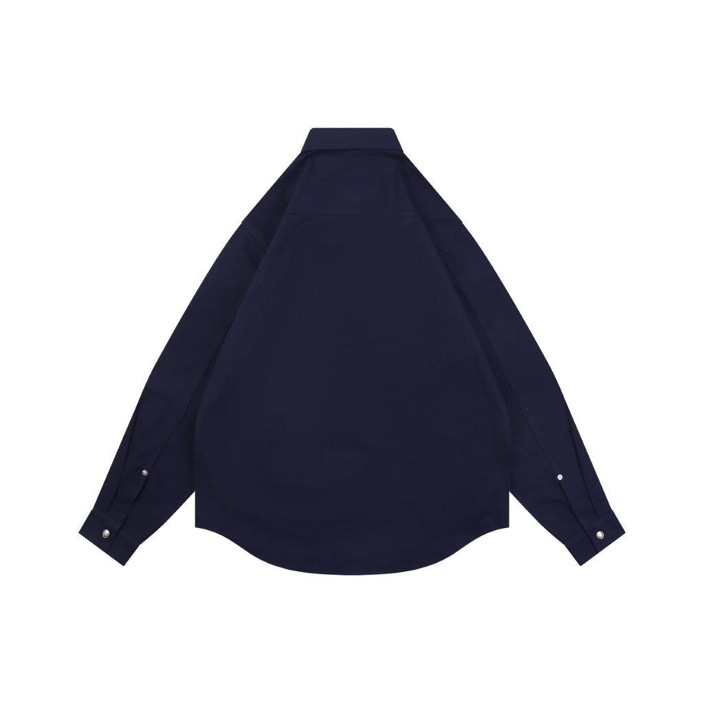 Dior Tonal Floral Logo Embroidered Long-Sleeve Shirt - Navy