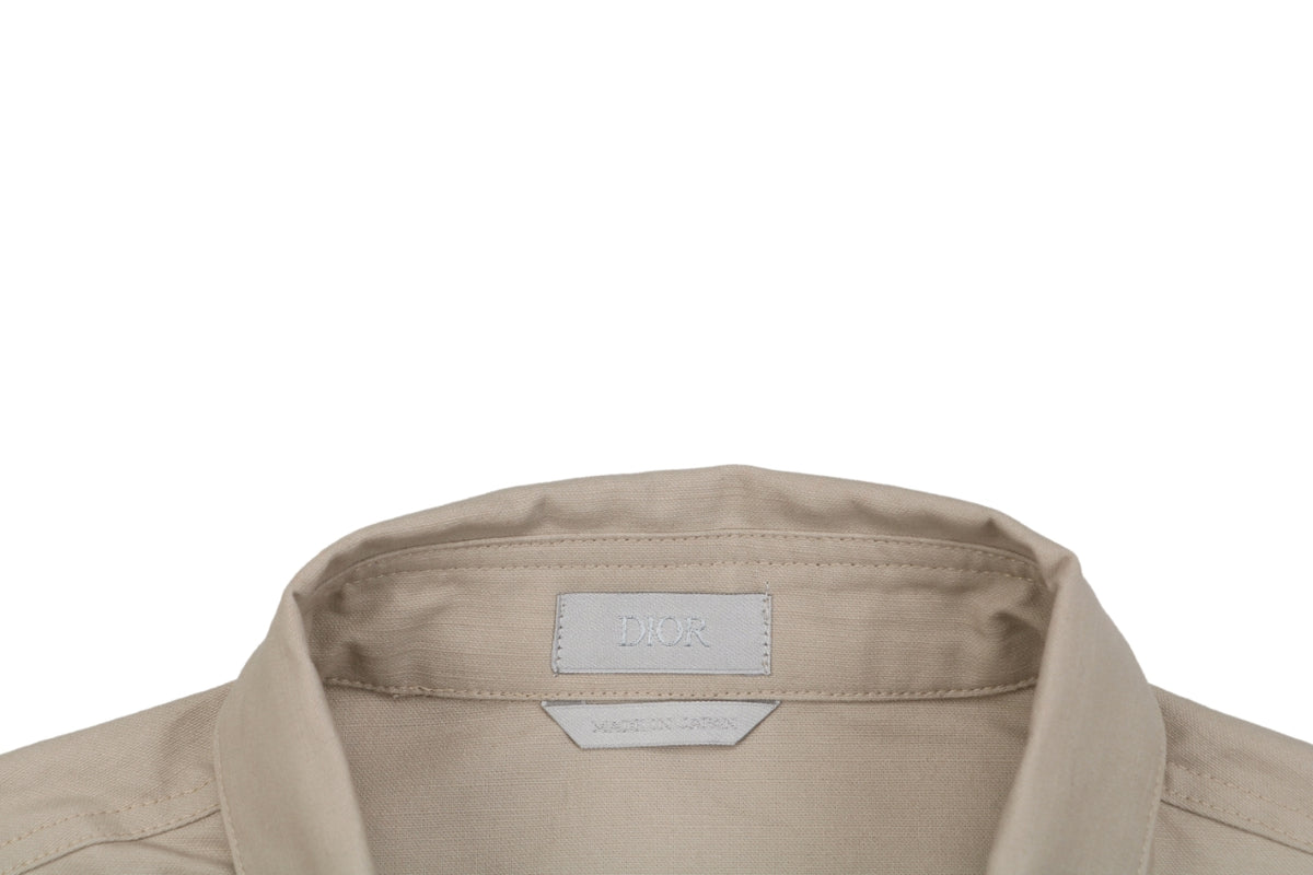 Dior Tonal Floral Logo Embroidered Long-Sleeve Shirt - Beige
