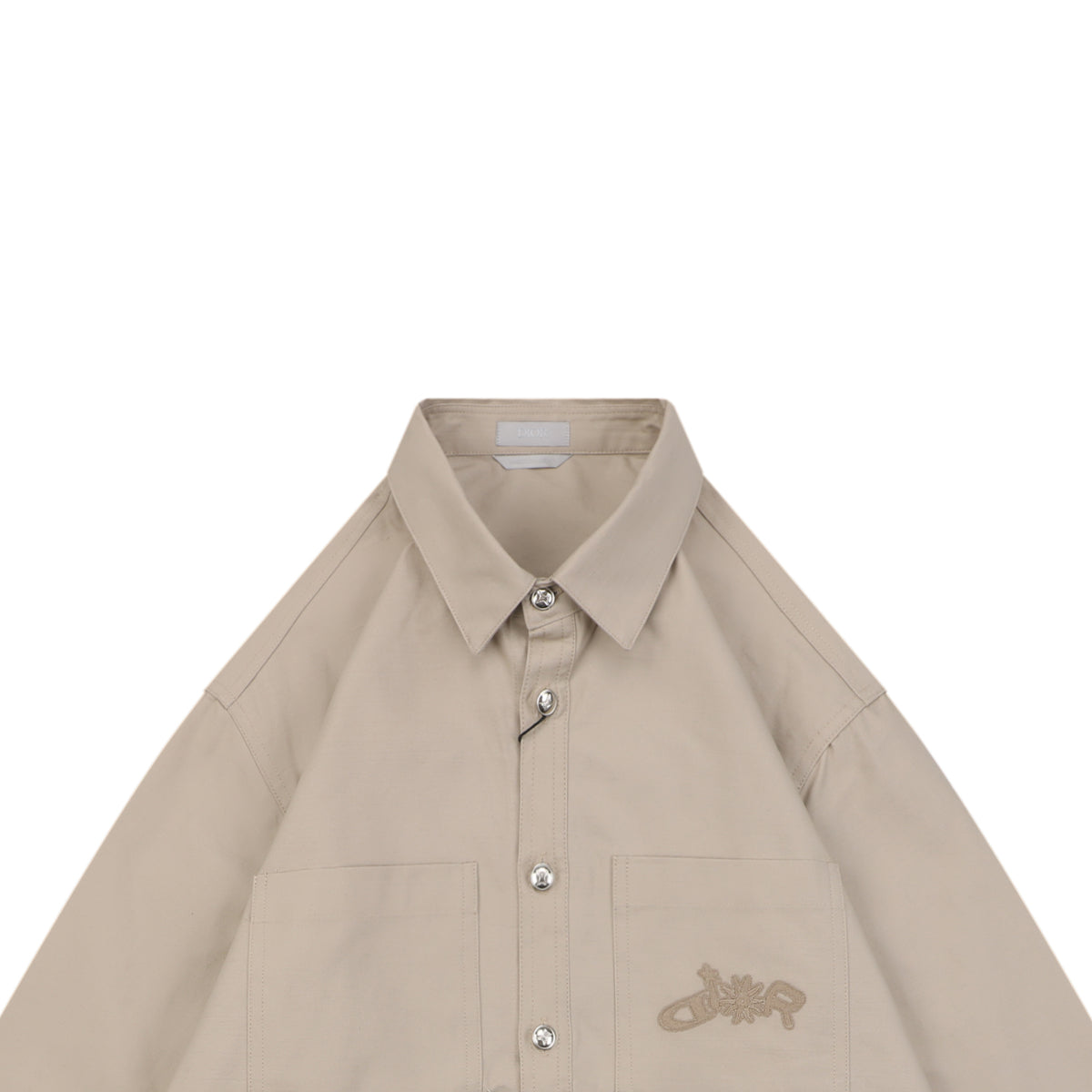 Dior Tonal Floral Logo Embroidered Long-Sleeve Shirt - Beige