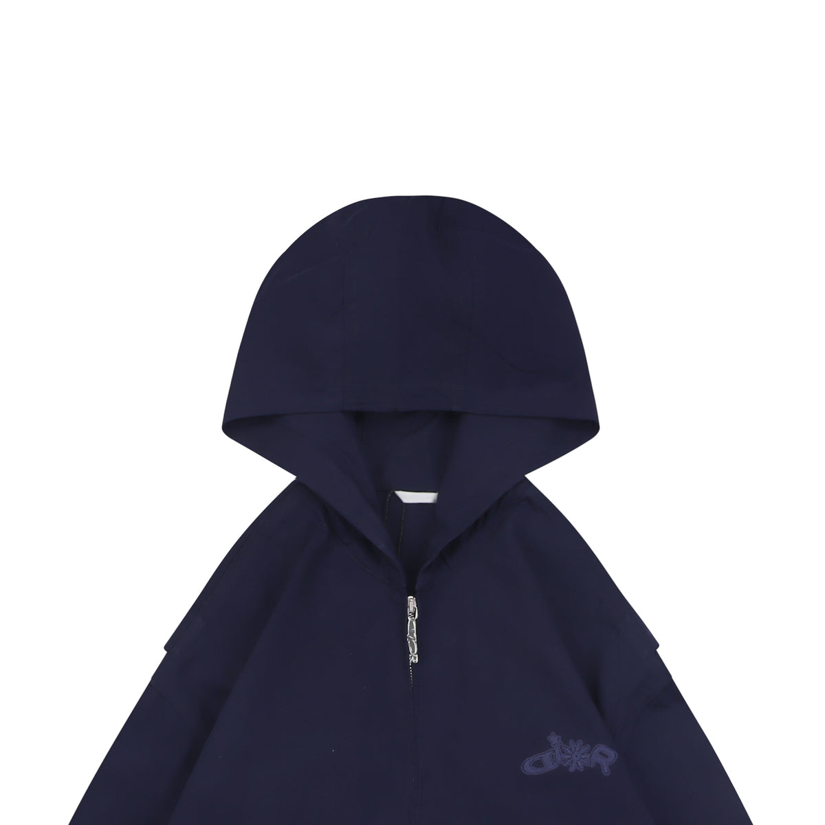 Dior Tonal Floral Logo Embroidered Hooded Jacket - Navy