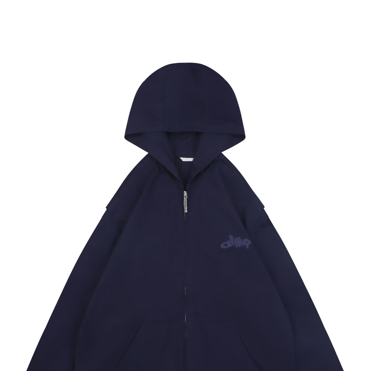 Dior Tonal Floral Logo Embroidered Hooded Jacket - Navy