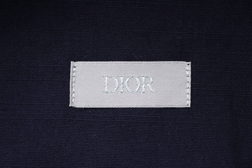 Dior Tonal Floral Logo Embroidered Hooded Jacket - Navy
