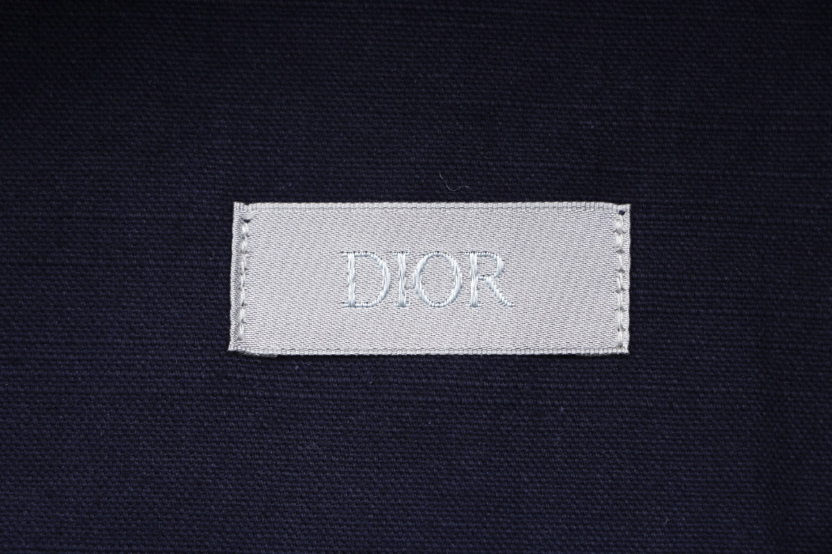 Dior Tonal Floral Logo Embroidered Hooded Jacket - Navy