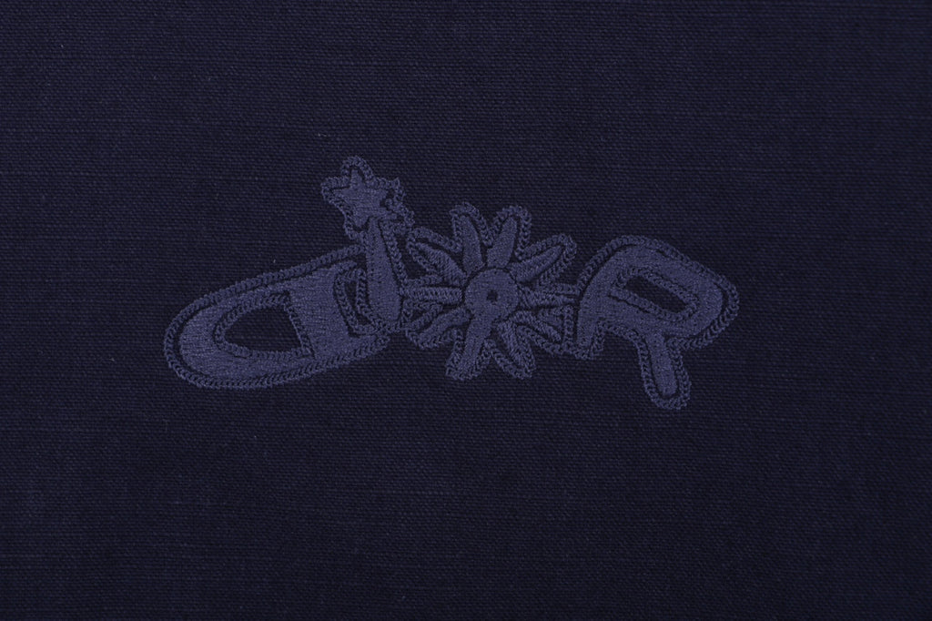 Dior Tonal Floral Logo Embroidered Hooded Jacket - Navy