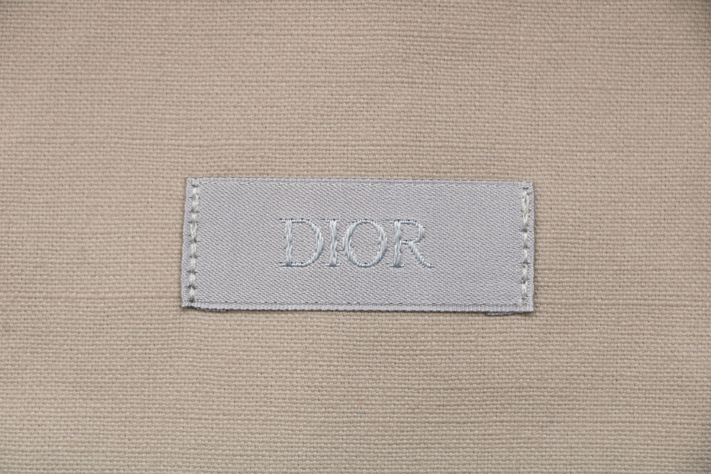 Dior Tonal Floral Logo Embroidered Full-Zip Hooded Jacket - Beige