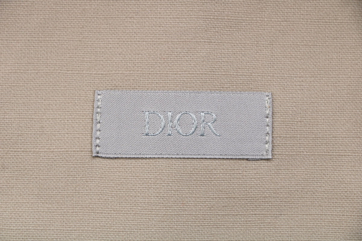 Dior Tonal Floral Logo Embroidered Full-Zip Hooded Jacket - Beige