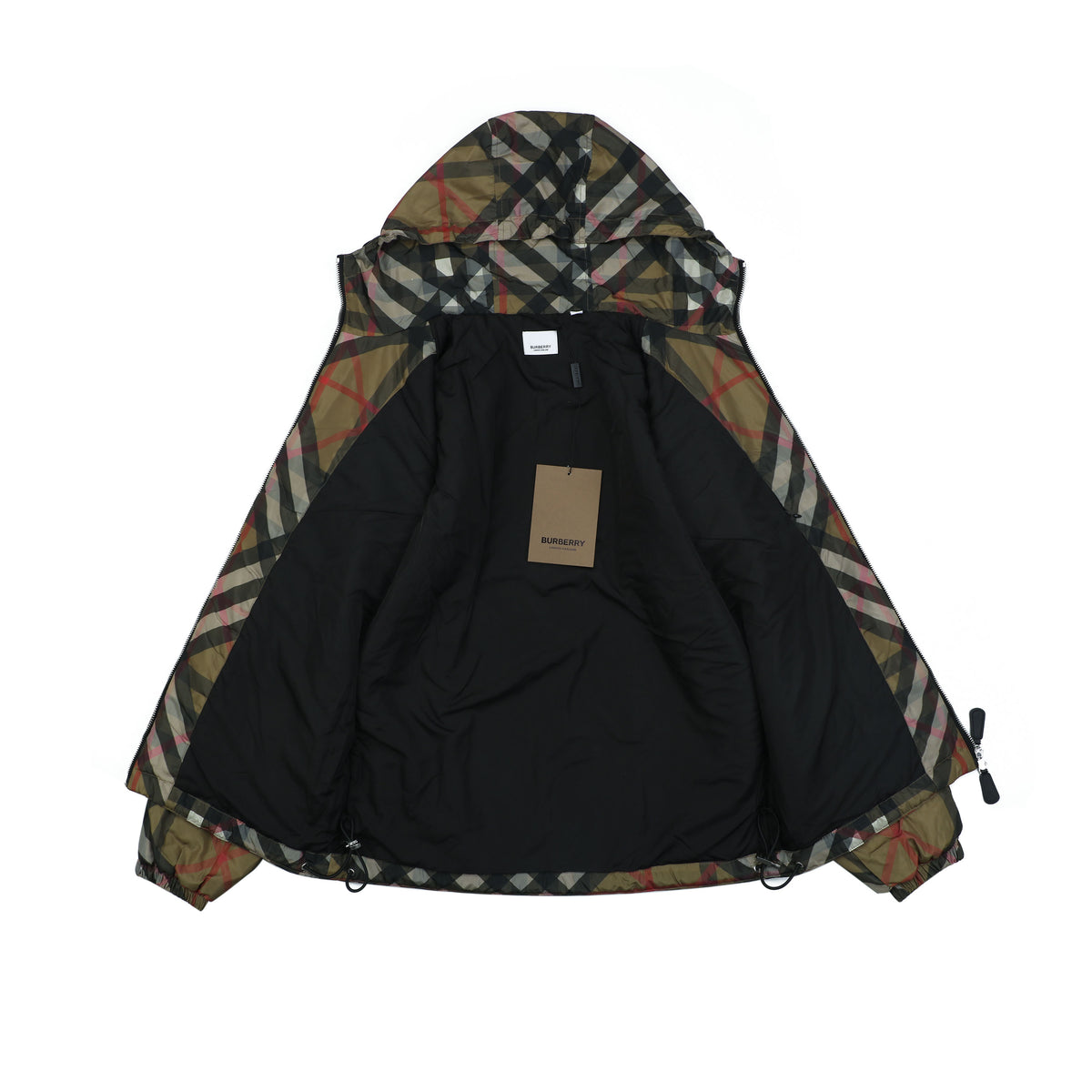 Burberry Oversized Diagonal Check Hooded Jacket - Archive Beige