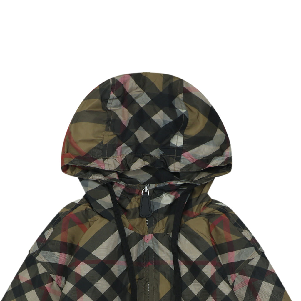 Burberry Oversized Diagonal Check Hooded Jacket - Archive Beige