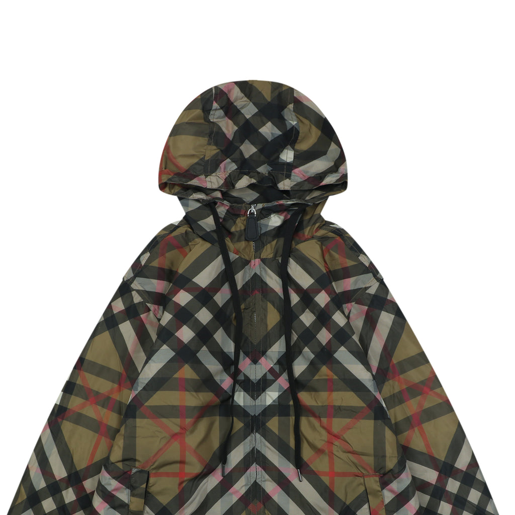 Burberry Oversized Diagonal Check Hooded Jacket - Archive Beige