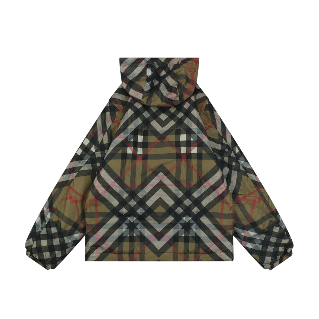 Burberry Oversized Diagonal Check Hooded Jacket - Archive Beige