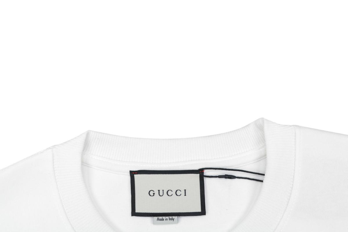 Gucci Cat and Letter Print Crewneck Sweatshirt - White