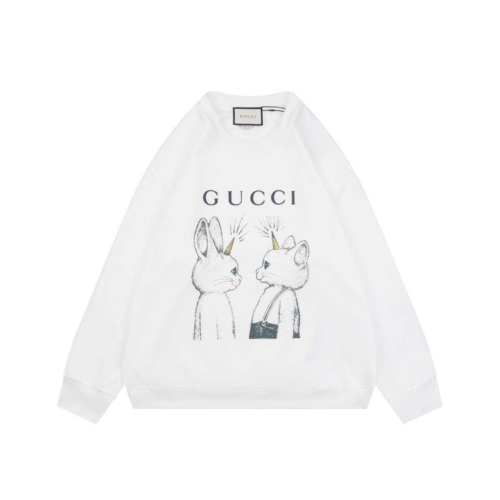 Gucci Unicorn Cat Graphic Crewneck Sweatshirt - White