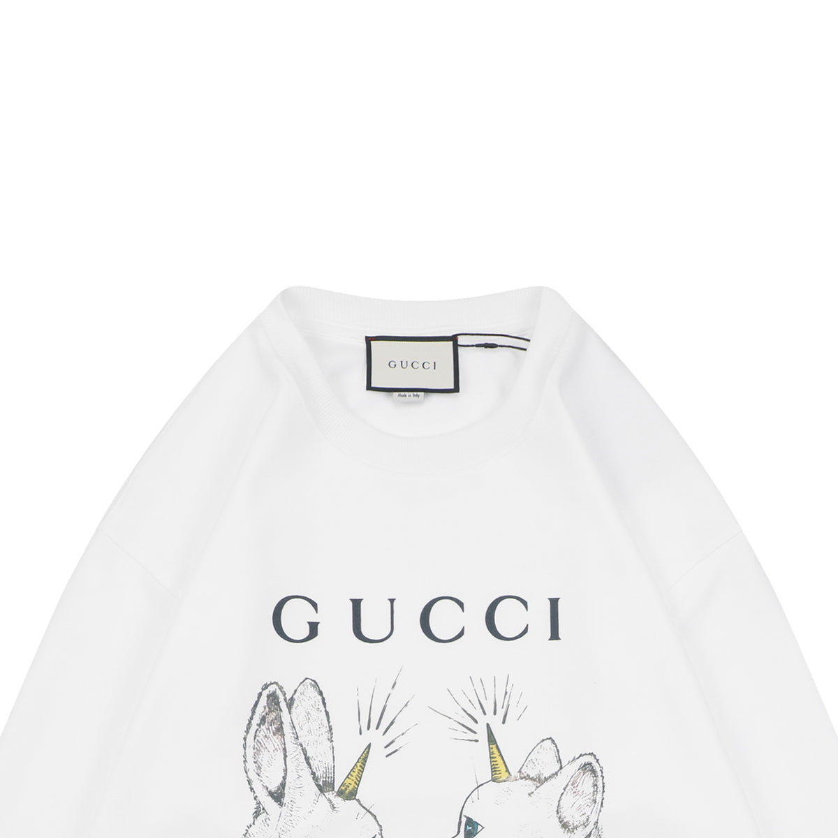 Gucci Unicorn Cat Graphic Crewneck Sweatshirt - White
