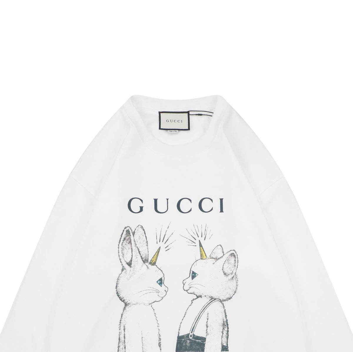 Gucci Unicorn Cat Graphic Crewneck Sweatshirt - White