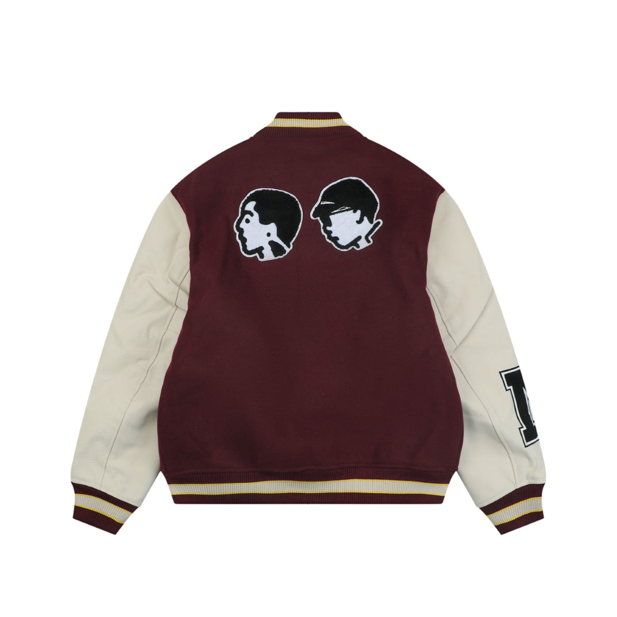 LV P Letter Portrait Varsity Jacket in Burgundy and Cream