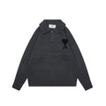 AMI 25FW Heart Emblem Polo Sweater in Charcoal