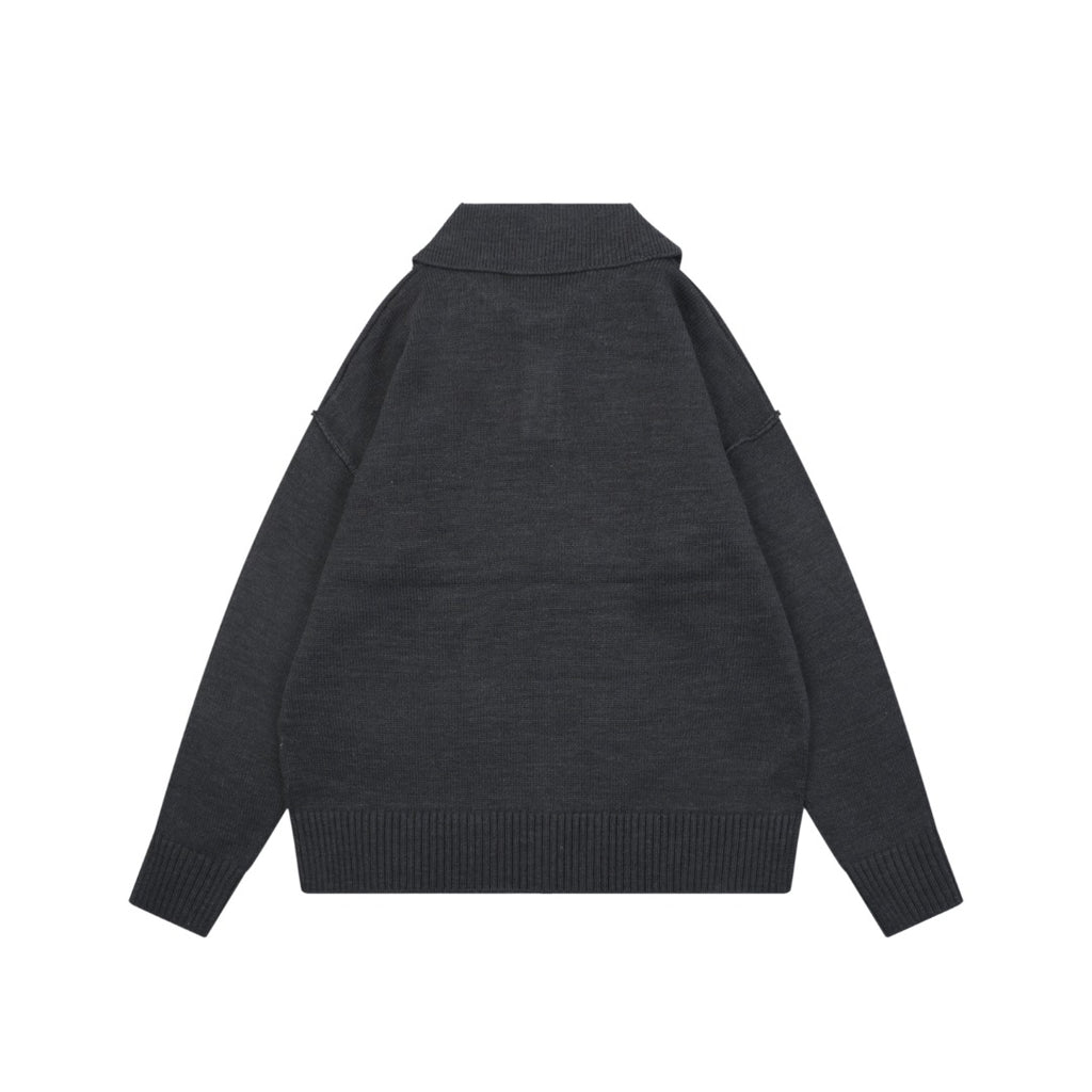 AMI 25FW Heart Emblem Polo Sweater in Charcoal