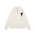 AMI 25FW Heart Emblem Polo Sweater in Cream