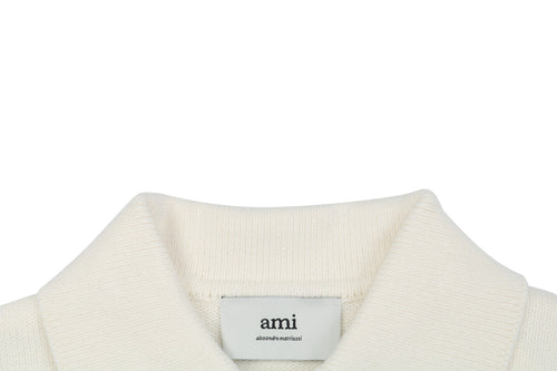 AMI 25FW Heart Emblem Polo Sweater in Cream