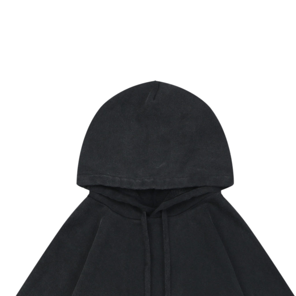 Balenciaga Distressed Mud-Dye Double-B Graphic Hoodie in Black