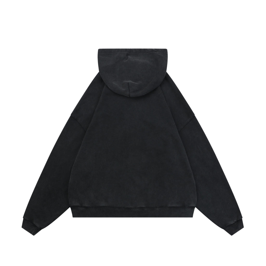 Balenciaga Distressed Mud-Dye Double-B Graphic Hoodie in Black