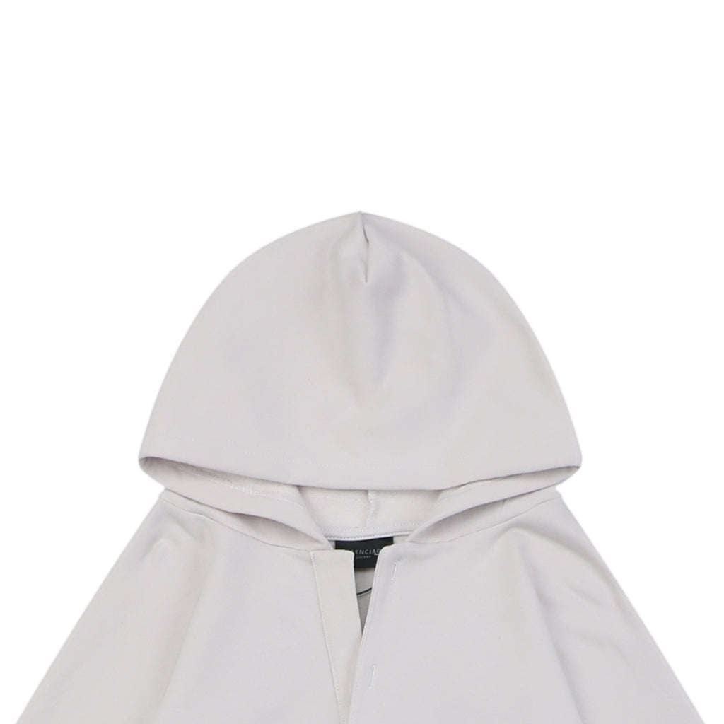 Balenciaga V-Neck Small-Front Large-Back Logo Hoodie in Light Gray