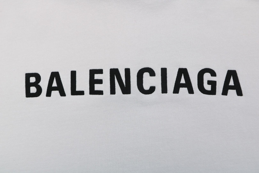 Balenciaga V-Neck Small-Front Large-Back Logo Hoodie in Light Gray