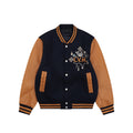 LV Multi-Line Letter Contrast-Sleeve Varsity Jacket