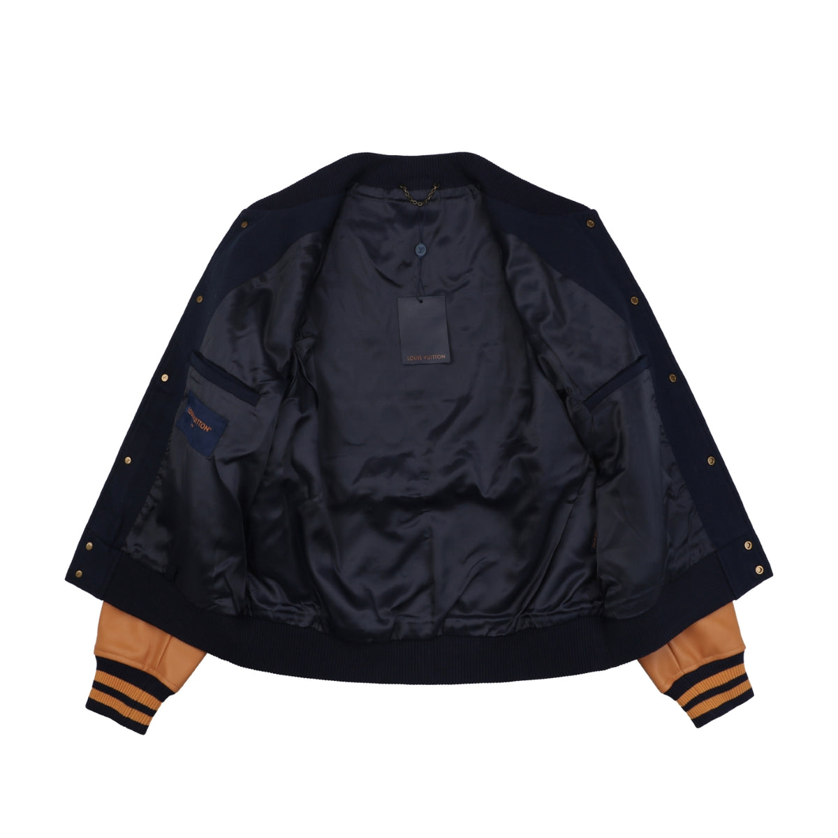 LV Multi-Line Letter Contrast-Sleeve Varsity Jacket