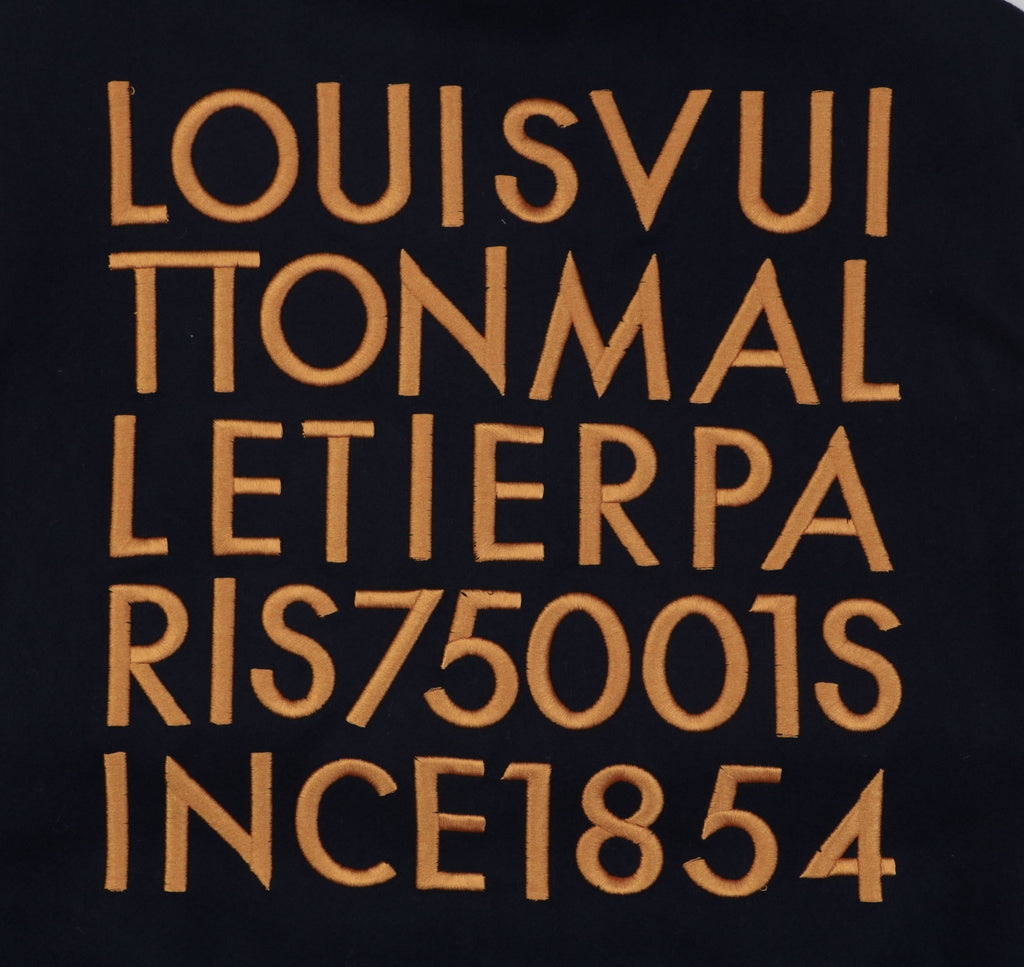 LV Multi-Line Letter Contrast-Sleeve Varsity Jacket