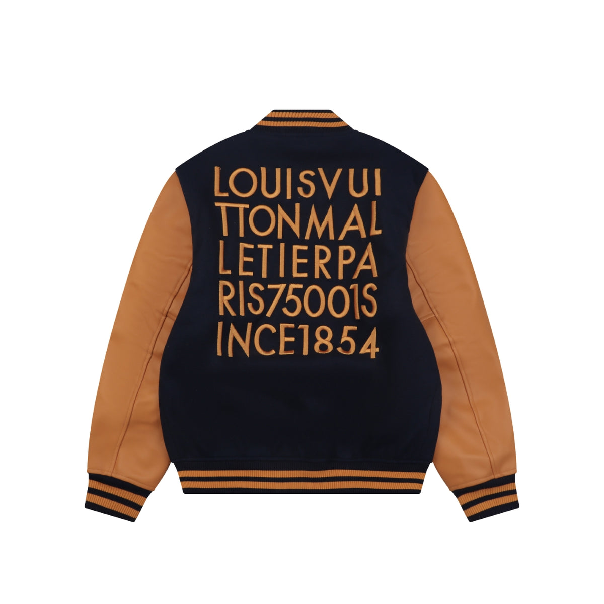 LV Multi-Line Letter Contrast-Sleeve Varsity Jacket