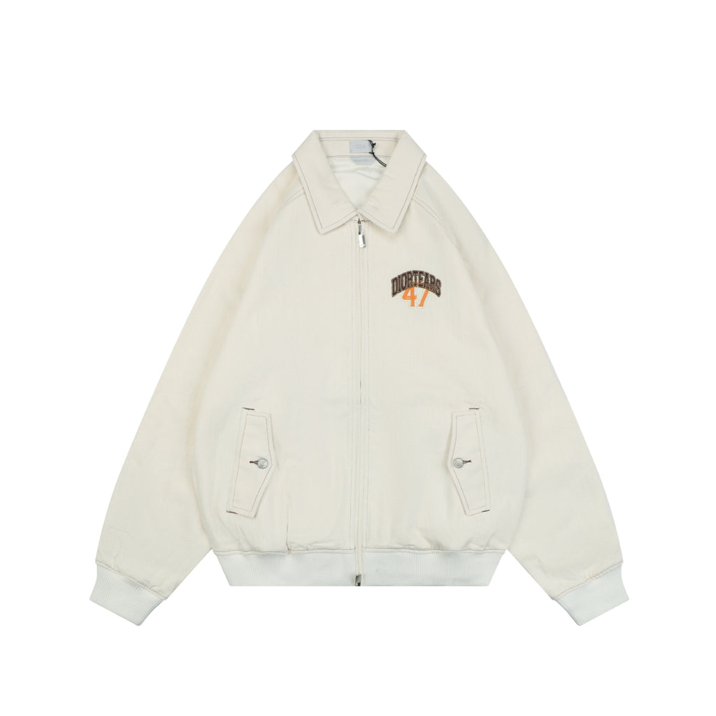 Dior Tears 47 Letter Varsity Jacket in Cream