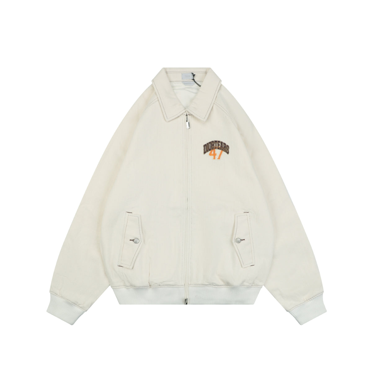 Dior Tears 47 Letter Varsity Jacket in Cream