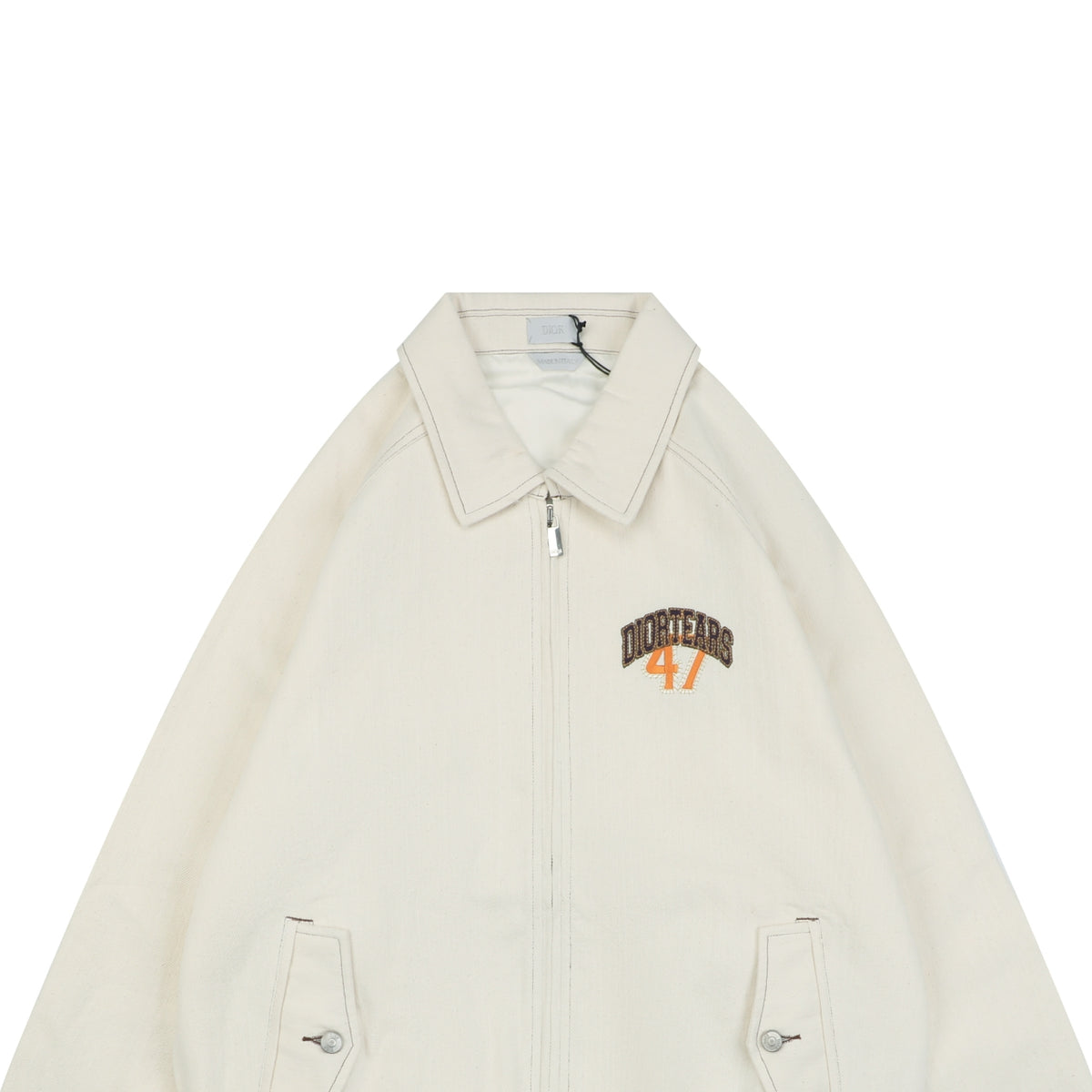 Dior Tears 47 Letter Varsity Jacket in Cream