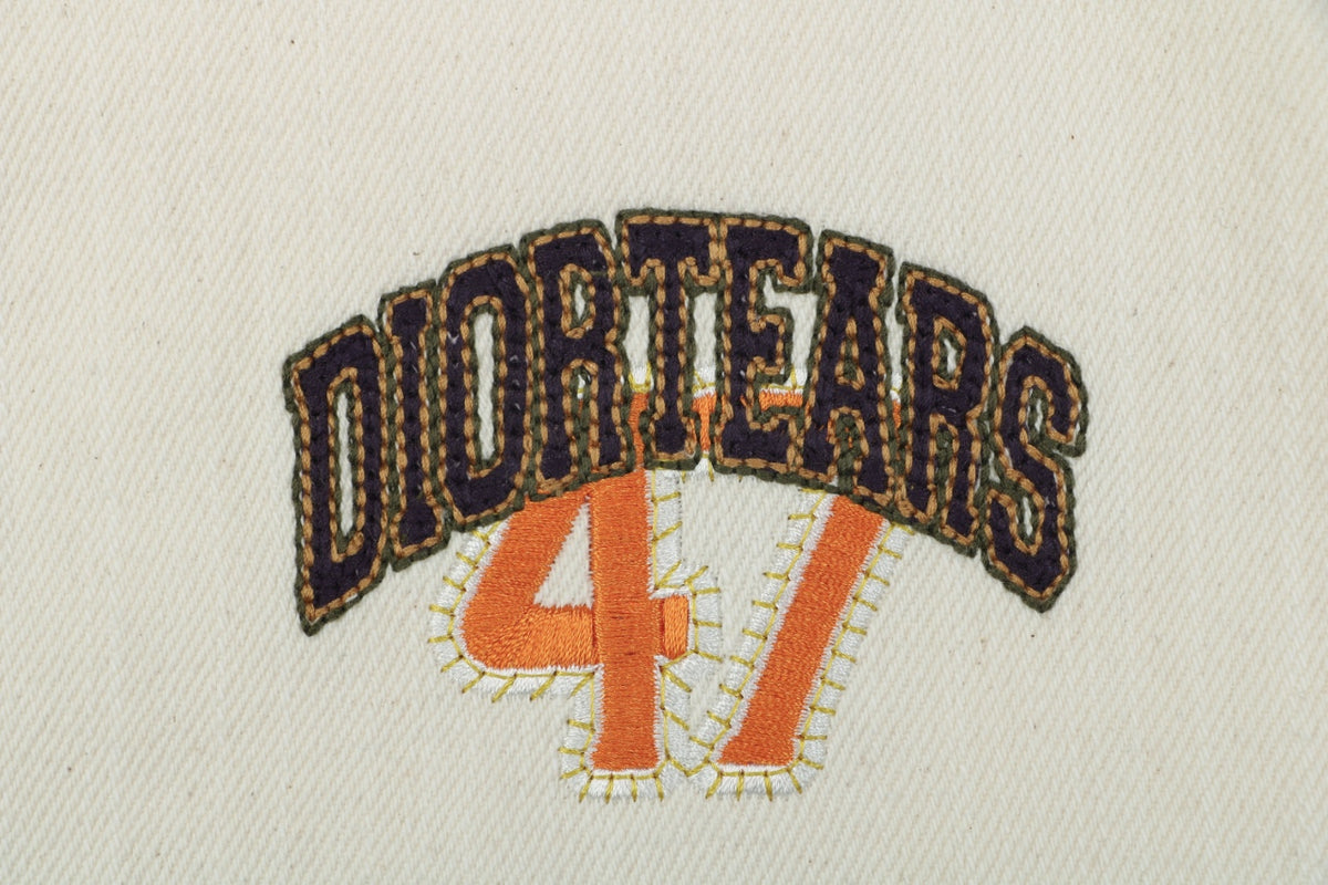Dior Tears 47 Letter Varsity Jacket in Cream