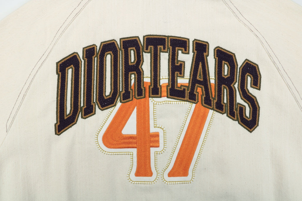 Dior Tears 47 Letter Varsity Jacket in Cream