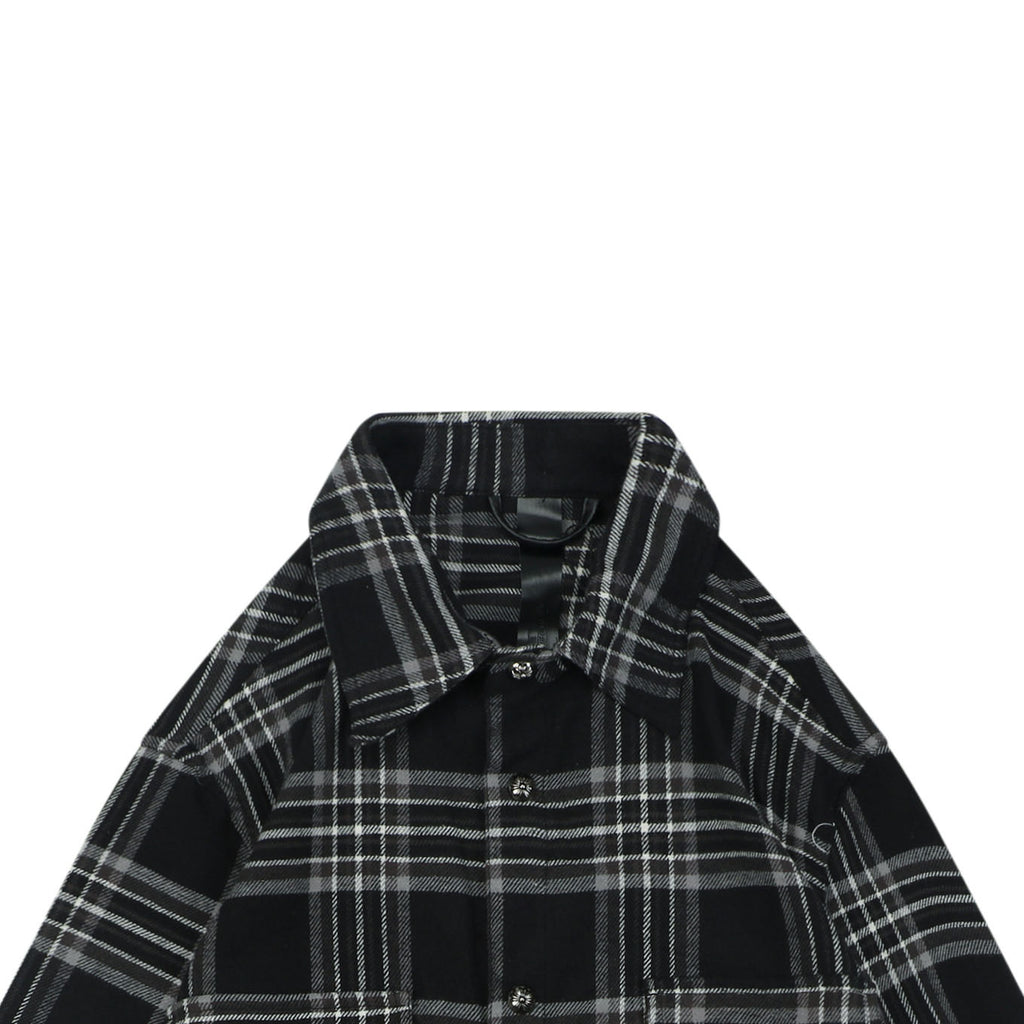 Chrome Hearts Two-Pocket Black and Gray Plaid Long-Sleeve Shirt