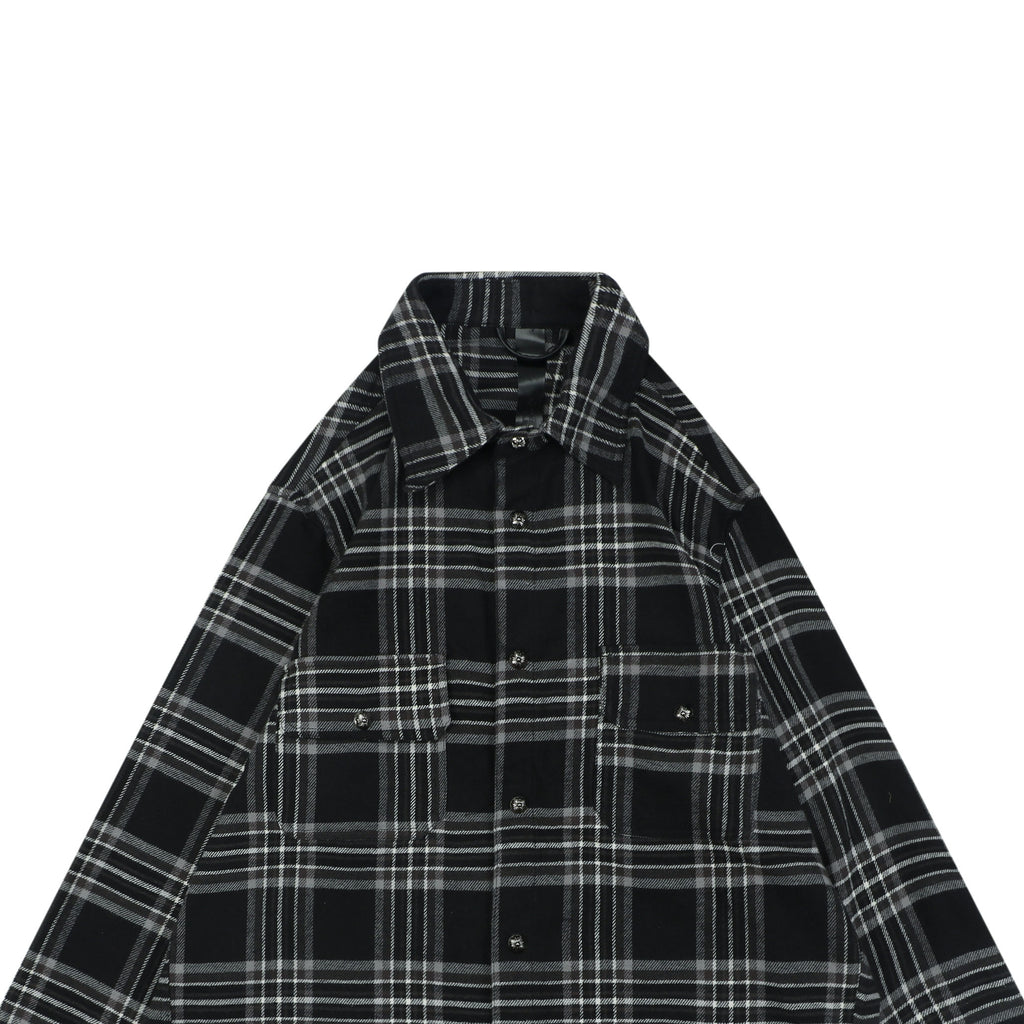 Chrome Hearts Two-Pocket Black and Gray Plaid Long-Sleeve Shirt