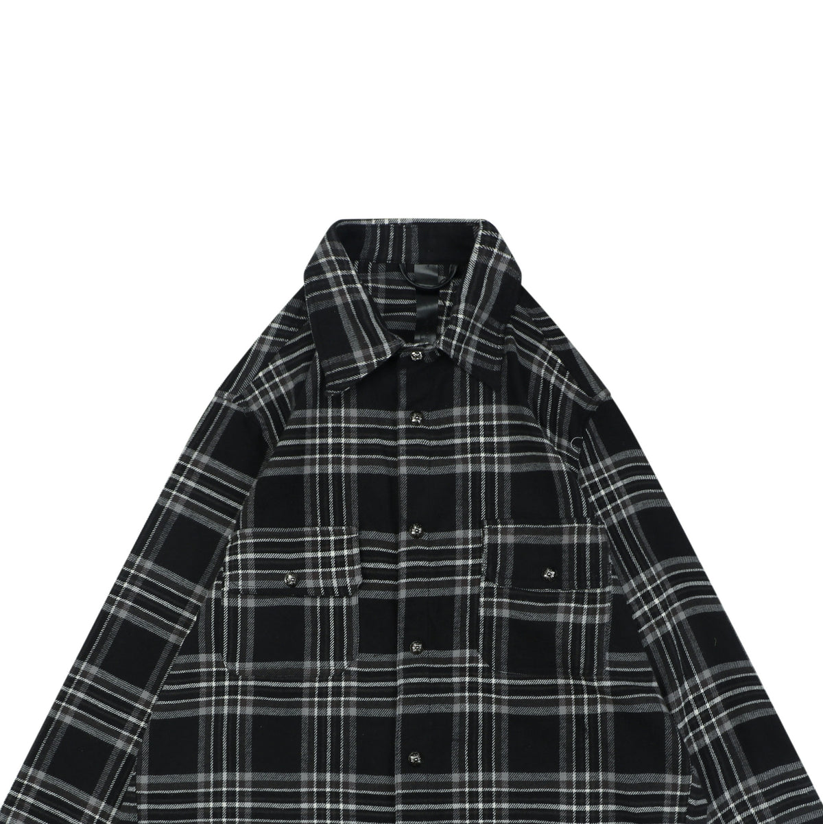 Chrome Hearts Two-Pocket Black and Gray Plaid Long-Sleeve Shirt