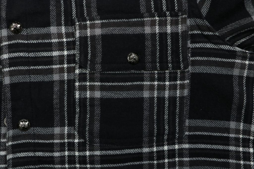 Chrome Hearts Two-Pocket Black and Gray Plaid Long-Sleeve Shirt