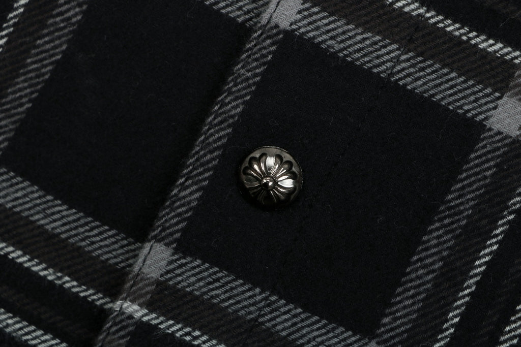 Chrome Hearts Two-Pocket Black and Gray Plaid Long-Sleeve Shirt