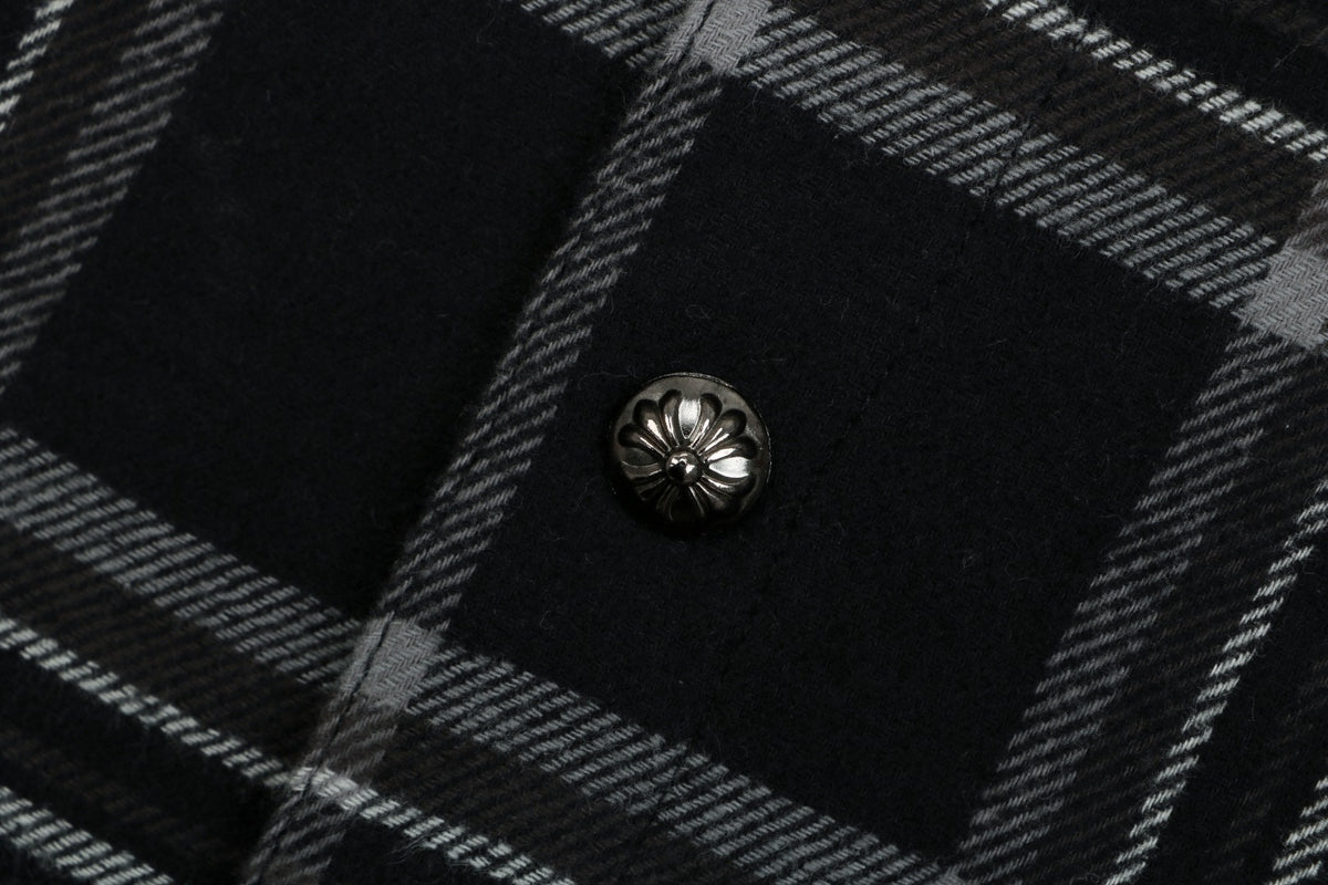Chrome Hearts Two-Pocket Black and Gray Plaid Long-Sleeve Shirt