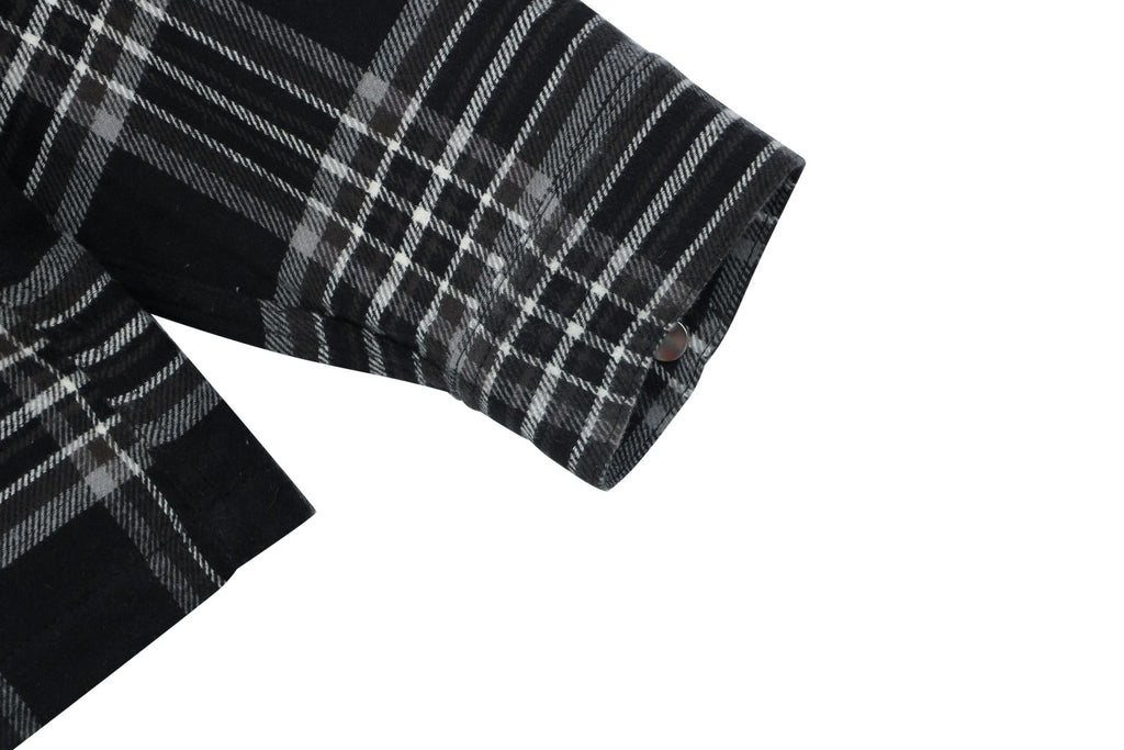 Chrome Hearts Two-Pocket Black and Gray Plaid Long-Sleeve Shirt