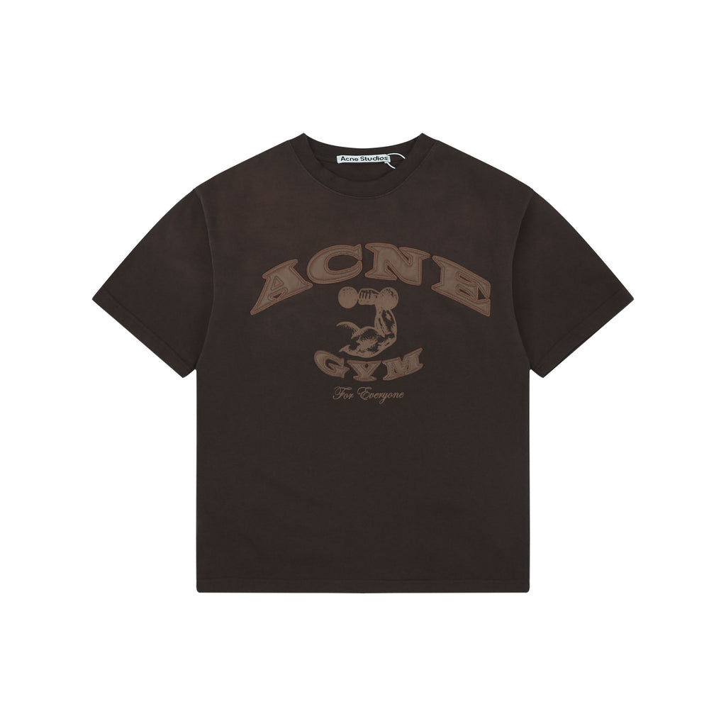 Acne Studios Arched Appliqué Letter Graphic T-Shirt in Dark Brown
