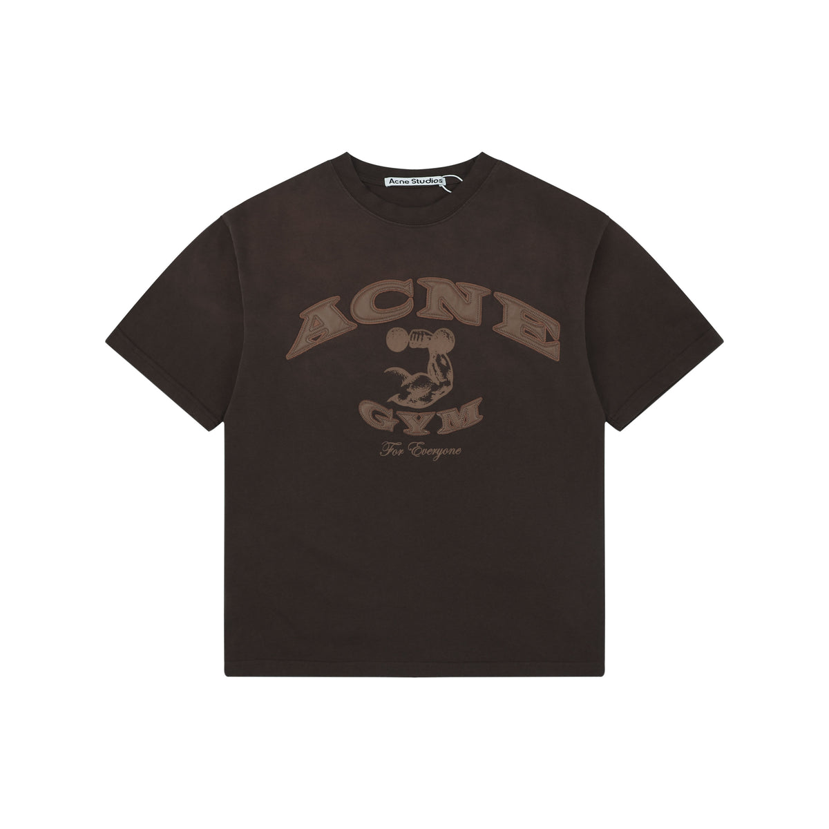 Acne Studios Arched Appliqué Letter Graphic T-Shirt in Dark Brown