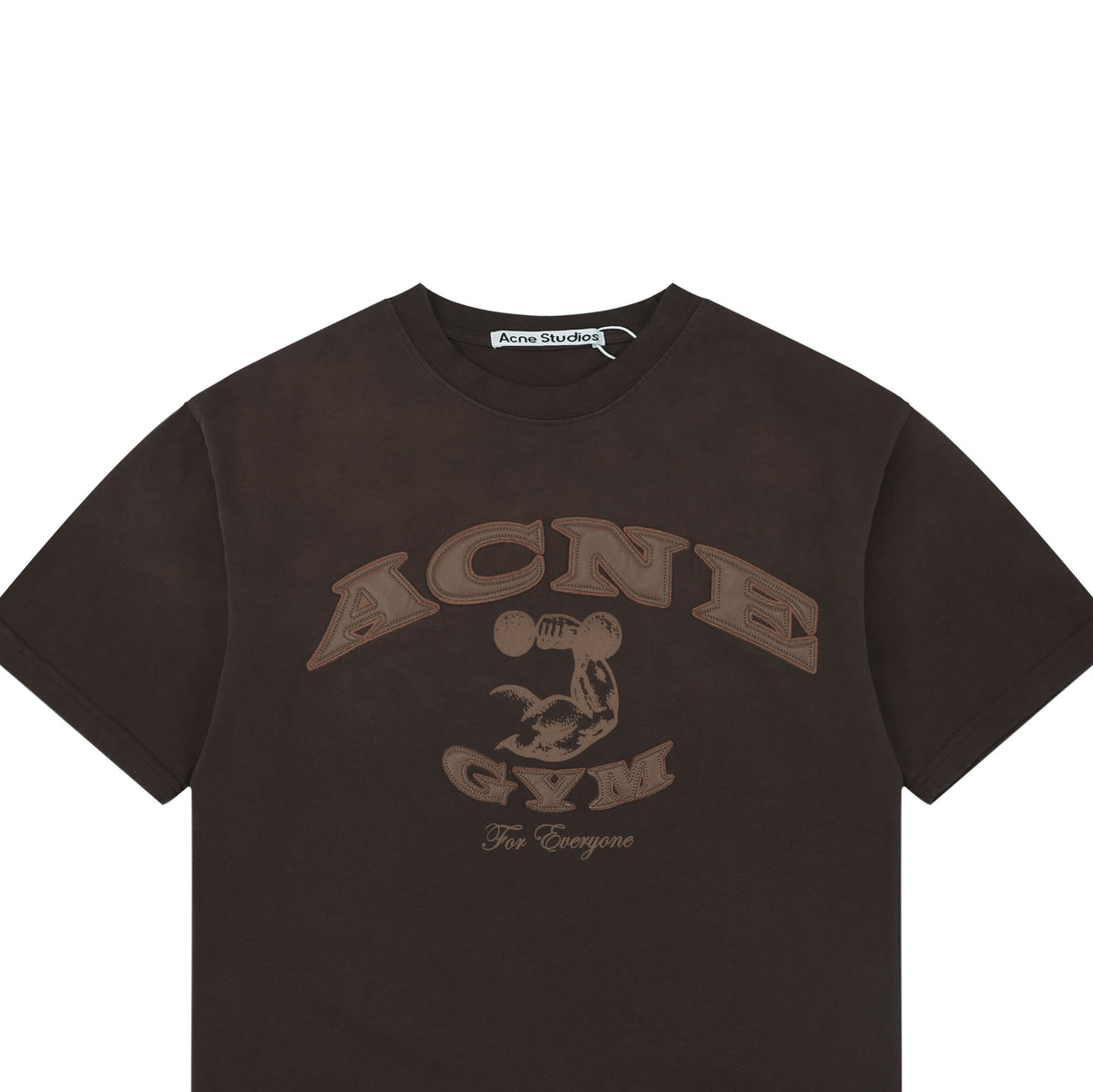 Acne Studios Arched Appliqué Letter Graphic T-Shirt in Dark Brown