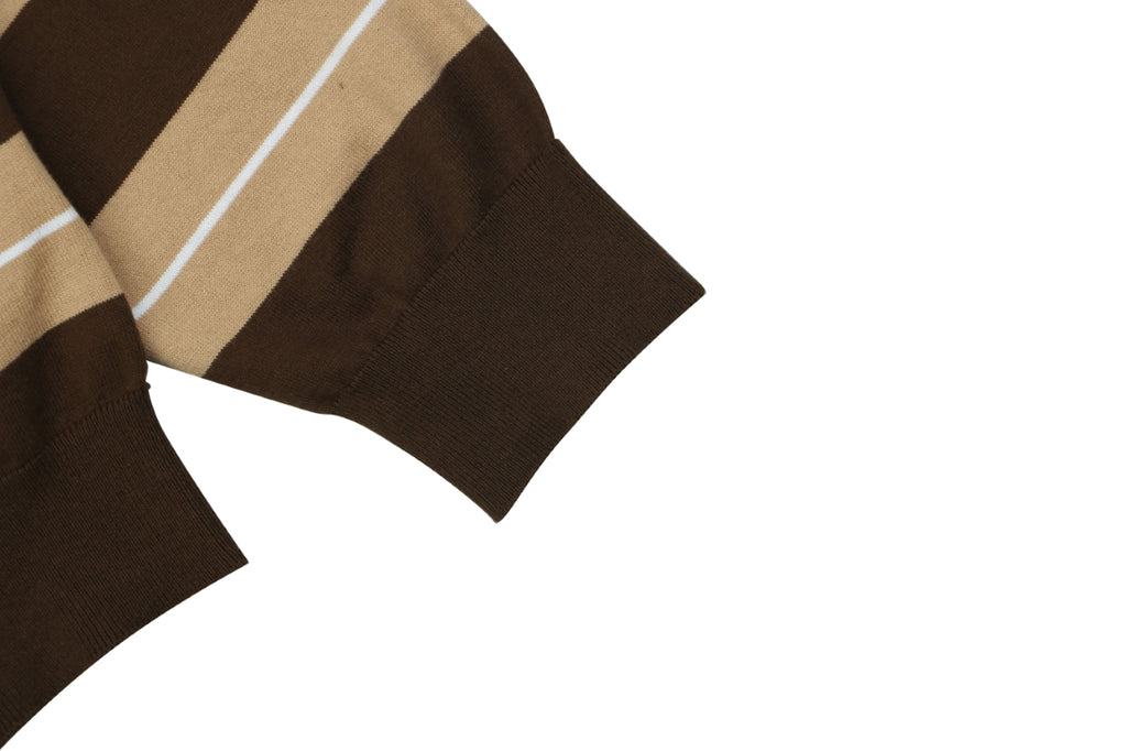 Miu Miu Brown and Khaki Striped Polo Sweater