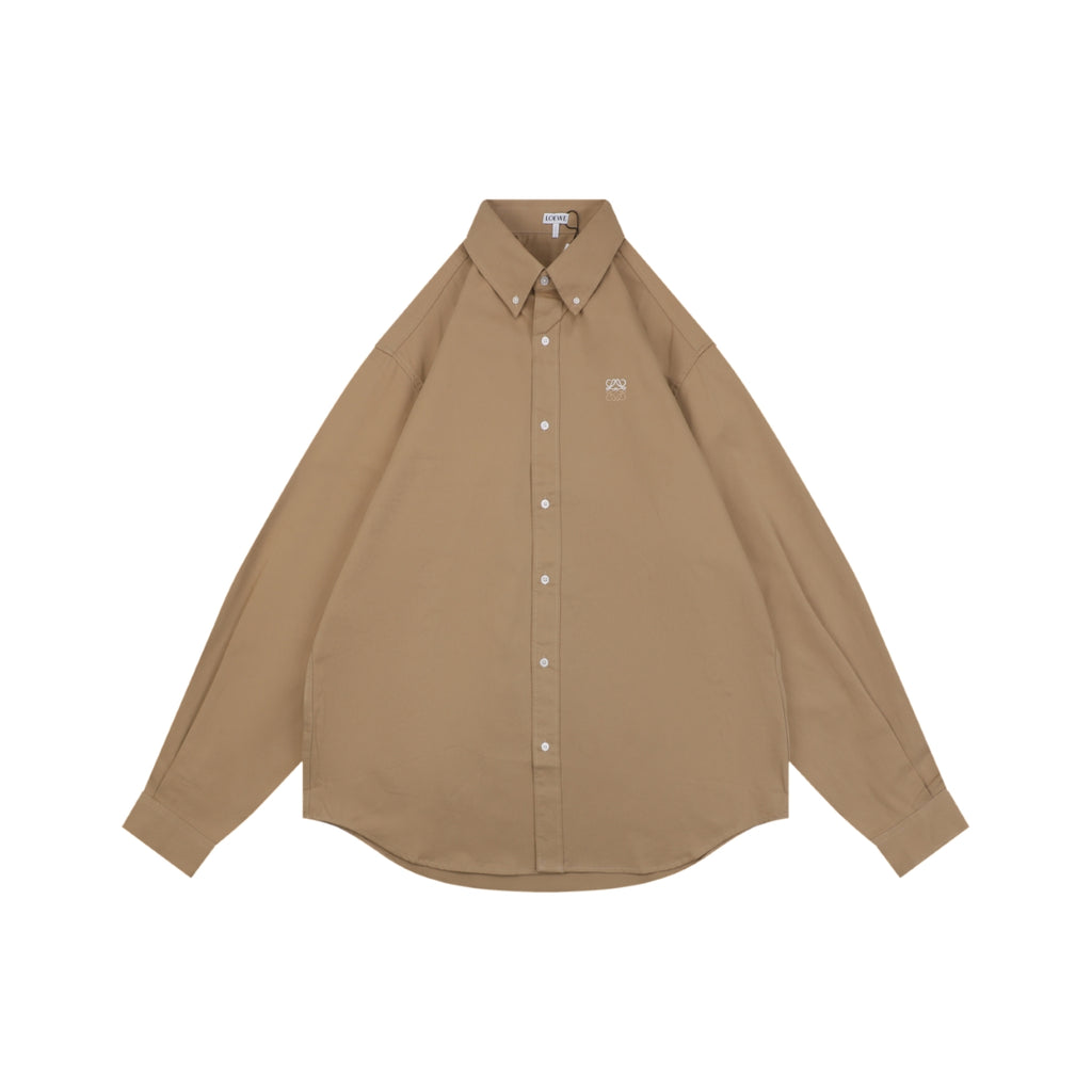Loewe Small Floral Emblem Long-Sleeve Shirt in Khaki
